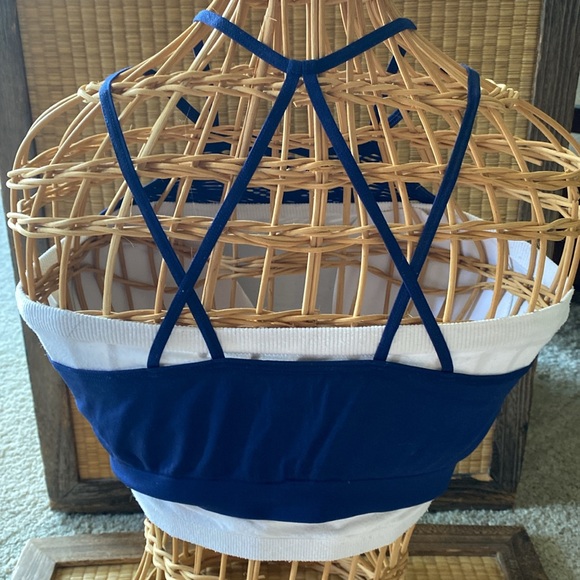 🔥 VICTORIA SECRET: NWOT Navy Blue Bralette with Criss Cross Back- Sz L - Picture 2 of 7